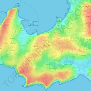 Mappa topografica Le Poteau Bleu, altitudine, rilievo