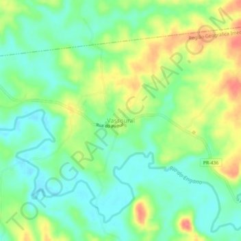 Mappa topografica Vassoural, altitudine, rilievo