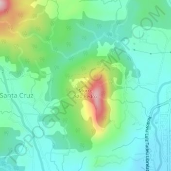 Mappa topografica Morro São Pedro, altitudine, rilievo