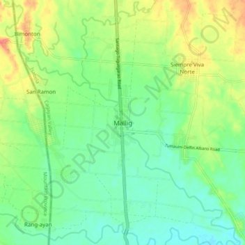 Mappa topografica Mallig, altitudine, rilievo