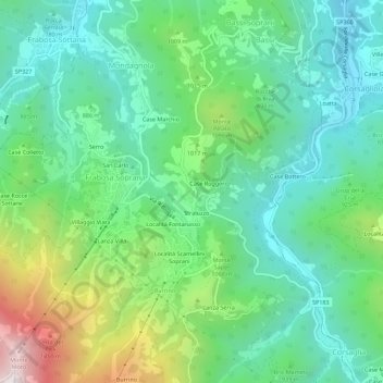 Mappa topografica Forneri, altitudine, rilievo