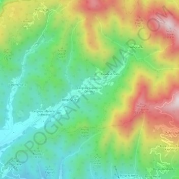 Mappa topografica Cergneu, altitudine, rilievo