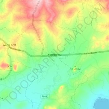 Mappa topografica Kombewa, altitudine, rilievo