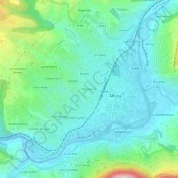 Mappa topografica Montplaisir, altitudine, rilievo