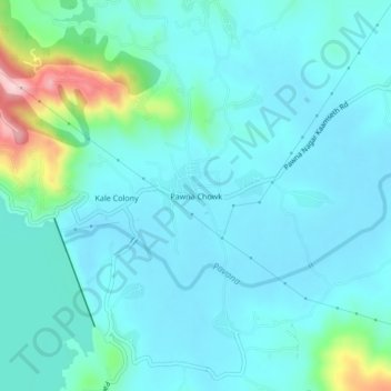 Mappa topografica Pawna Chowk, altitudine, rilievo