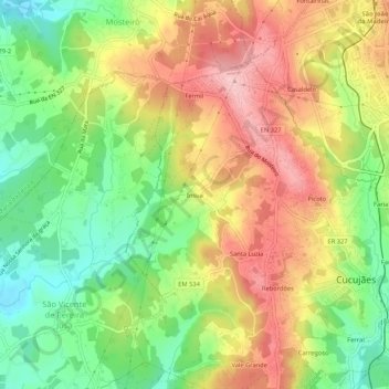 Mappa topografica Ínsua, altitudine, rilievo