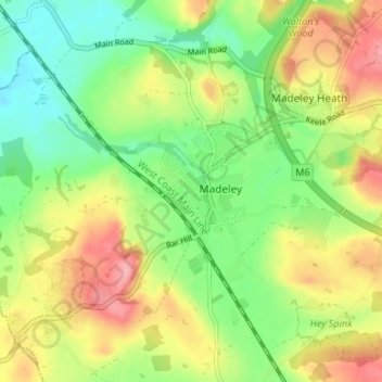 Mappa topografica The Moss, altitudine, rilievo