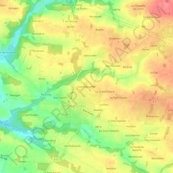 Mappa topografica Grand Beaufort, altitudine, rilievo