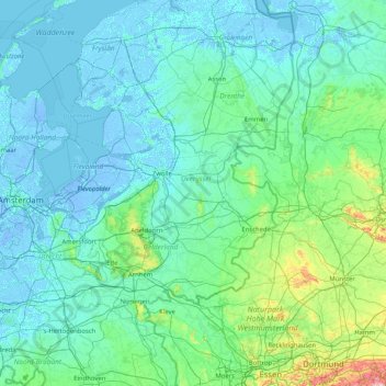Mappa topografica Salland, altitudine, rilievo
