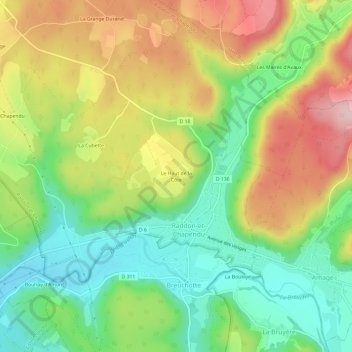 Mappa topografica Le Haut de la Côte, altitudine, rilievo