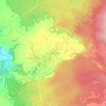 Mappa topografica Le Grand Chambois, altitudine, rilievo