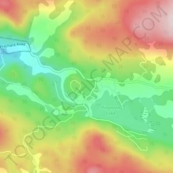 Mappa topografica Pinantan Lake, altitudine, rilievo
