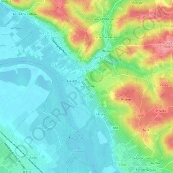 Mappa topografica Grand Chemin, altitudine, rilievo