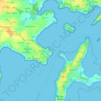 Mappa topografica Port Blanc, altitudine, rilievo