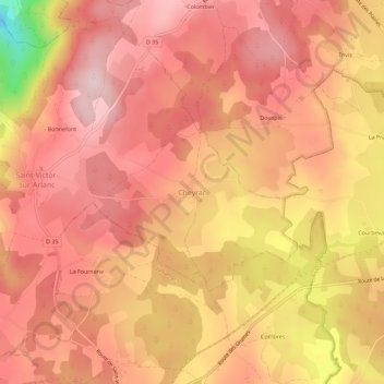 Mappa topografica Cheyrac, altitudine, rilievo