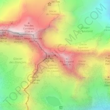 Mappa topografica L'Ourson, altitudine, rilievo