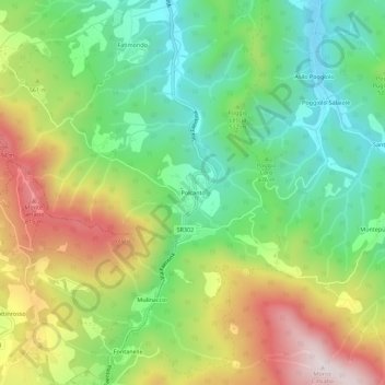 Mappa topografica Polcanto, altitudine, rilievo