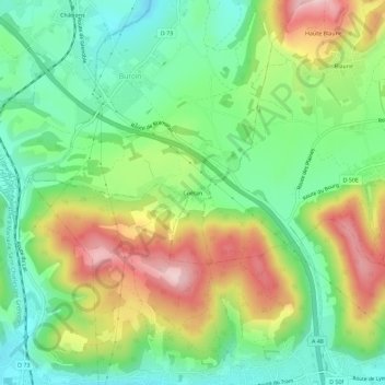 Mappa topografica Cuétan, altitudine, rilievo