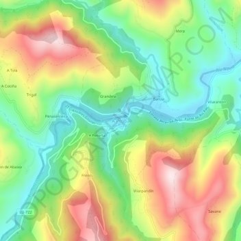 Mappa topografica A Proba, altitudine, rilievo