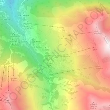 Mappa topografica Valmeinier Station, altitudine, rilievo