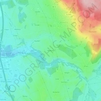 Mappa topografica Neuburg, altitudine, rilievo