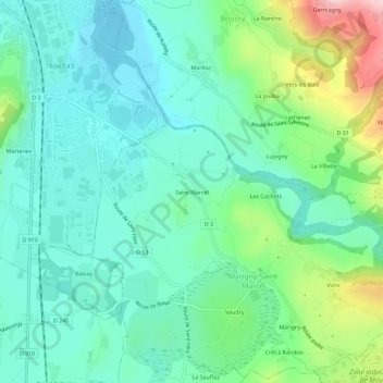 Mappa topografica Saint-Marcel, altitudine, rilievo