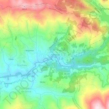 Mappa topografica Lourosa, altitudine, rilievo