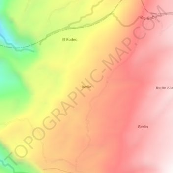 Mappa topografica Berlin, altitudine, rilievo