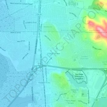 Mappa topografica Chabot Terrace, altitudine, rilievo