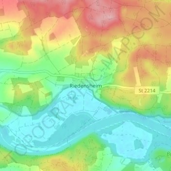 Mappa topografica Riedensheim, altitudine, rilievo