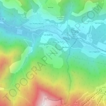 Mappa topografica Clot Meyran, altitudine, rilievo