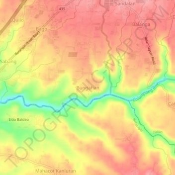 Mappa topografica Bungahan, altitudine, rilievo