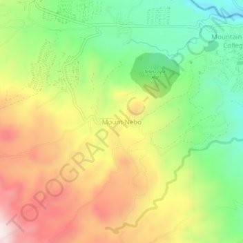Mappa topografica Mount Nebo, altitudine, rilievo