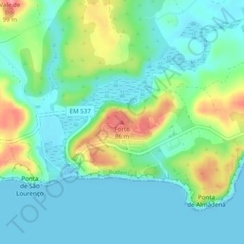 Mappa topografica Forte, altitudine, rilievo