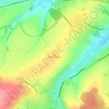 Mappa topografica Mont Rignon, altitudine, rilievo