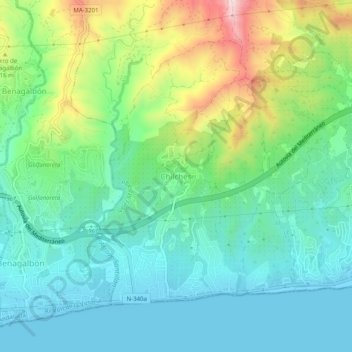 Mappa topografica Chilches, altitudine, rilievo