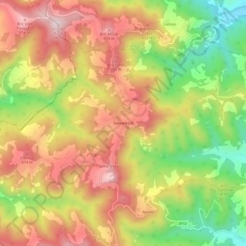 Mappa topografica Sanvarezzo, altitudine, rilievo