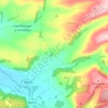 Mappa topografica Cnwch Coch, altitudine, rilievo