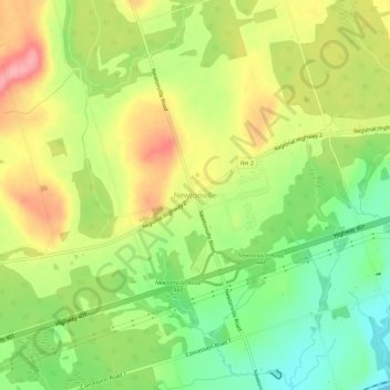 Mappa topografica Newtonville, altitudine, rilievo