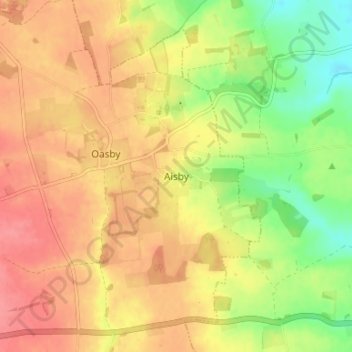 Mappa topografica Aisby, altitudine, rilievo