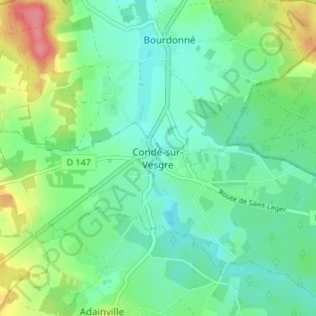 Mappa topografica Condé-sur-Vesgre, altitudine, rilievo