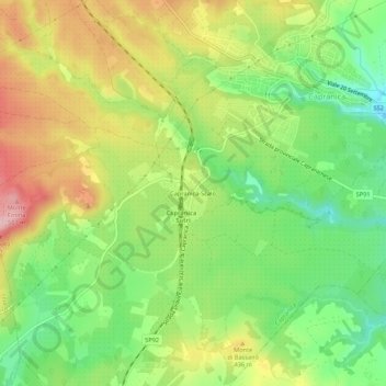 Mappa topografica Capranica-Scalo, altitudine, rilievo