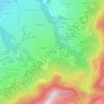 Mappa topografica Les Decampaux, altitudine, rilievo
