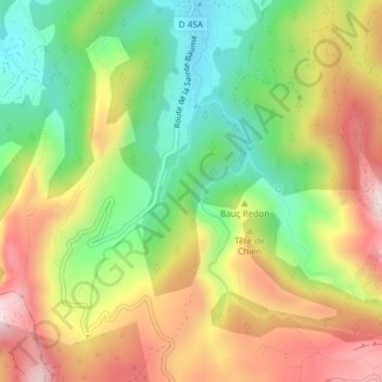 Mappa topografica Grotte des Infernets, altitudine, rilievo