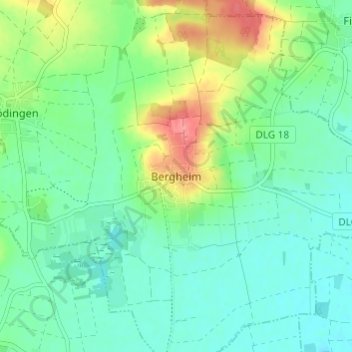 Mappa topografica Bergheim, altitudine, rilievo