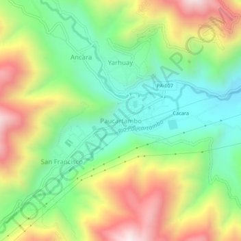 Mappa topografica Paucartambo, altitudine, rilievo