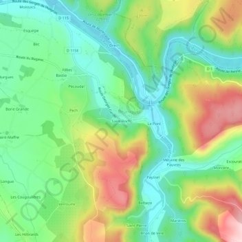 Mappa topografica Saint-Roch, altitudine, rilievo