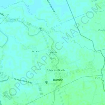 Mappa topografica Saranay, altitudine, rilievo