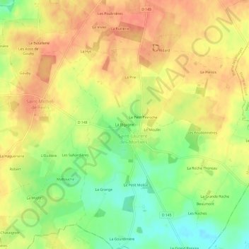 Mappa topografica La Rigagne, altitudine, rilievo