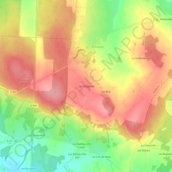 Mappa topografica Les Fougères, altitudine, rilievo